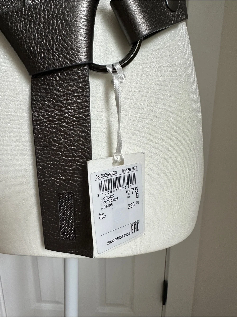 Peserico NWT Metallic Bronze Pebbled Leather Knot O-Ring Belt Sz IT 75 US 4